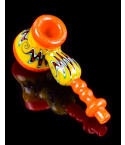 Dichroic Swirl Scepter Sherlock Glass Hand Pipe - Orange