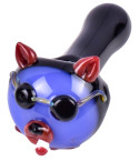 Smokin’ Devil Cat Glass Hand Pipe