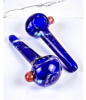 Cobalt Aura Silver Fumed Galaxy Glass Hand Pipe