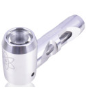 Atomic Glass - Metal Encased Hitter Hand Pipe - Silver