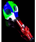 Gas Mask Pipe Bong - Includes Acrylic Water Pipe - Full Set - Blue/Green