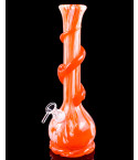 Blushing Blossom - 12" Flower Vase Wire Wrapped Round Base Bong - Orange Melon