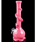 Blushing Blossom - 12" Flower Vase Wire Wrapped Round Base Bong - Rose