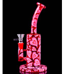 Double Heart Honeycomb Bong - Pink/Red