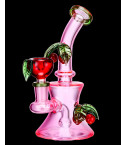 7" Double Cherry Pink Concave Bong w/ Cherry Bowls