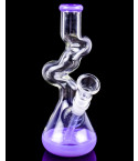 Curved Neck Double Zong Bong Water Pipe - Slime Purple