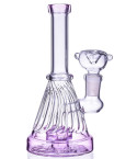 Mortal Smoke - 6" Spiral Design Matrix Perc Beaker Bong - Tinted Pink