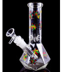 Rainbow Leaf Diamond Beaker Base Bong - Rasta