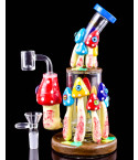 The Wonderland - Atomic Glass - 9" Glow in The Dark Colorful Mushroom Bong