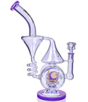 Smoke Artillery - Lookah® - 13" Barrel Spiral Cone Recycler Bent Neck Bong - Milk Purple