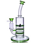 The Mythical Horn - Atomic Glass 10" Double Honeycomb To Turbine Perc Bong With 19MM Bowl - Green