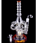 Tsunami Glass – Octopus Vortex Showerhead Perc Recycler Bong/Dab Rig - Amber