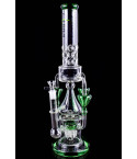 Clover Glass - 18" Triple Hour Glass Perc Bong - Green