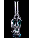 Clover Glass - 18" Triple Hour Glass Perc Bong -Teal