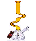 The Intimidator - Chill Glass -14" Double Zong Bong  - Amber