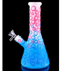 World Ring - Glow In The Dark Frosted Beaker Bong - Rainbow Colors