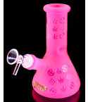 Flirty Foliage - Mini Frosted Beaker Bong - Hot Pink