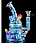 Mushroom Wonderland Glow In The Dark Bong - Nickel Blue