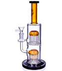 The Warrior - 11" Heavy Double Tree Perc Bong Water Pipe On Duty - Assorted Colors