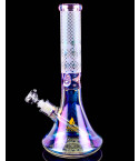 Atomic Glass - 13" Chameleon Sandblasted Thick Iridescent Beaker Bong