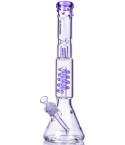 Nucleus - Atomic Glass 18" Inline to Coil Perc Beaker Bong - Purple