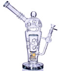 The Trophy - Lookah® Glass Dab Rig Swiss Percolator Water Pipe - Clear Black
