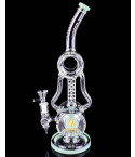 Atomic Glass - 14" Helix Recycler Bong - Milk Green