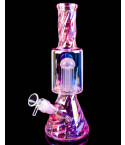 Cotton Candy Cyclone Tree Perc Bong - Pink Iridescent