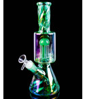 Cotton Candy Cyclone Tree Perc Bong - Green Iridescent