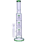 Bong Tower - 18" Triple Showerhead Perc Straight Bong - Green
