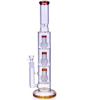 Bong Tower - 18" Triple Showerhead Perc Bong - Amber