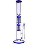 17" Double Tree Perc Straight Bong - Royal Blue