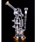 Tsunami Glass -  Honeycomb Perc Microscope Recycler Bong - Amber