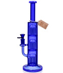 Cheech™ Glass - 13" Transparent Triple Rain Tree With 8 Arm Tree Perc Bong - Blue