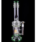 The Maelstrom - Tsunami Glass – 16" Button Double Honeycomb Perc Bong - Green