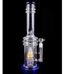 The Maelstrom - Tsunami Glass – 16" Button Double Honeycomb Perc Bong - Blue