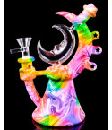 Nebula Moon Crescent Silicone Hybrid Glass Bong - Inspired by Galaxy