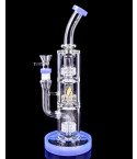 Atomic Glass - Triple Inline Showerhead Perc Bong - Milk Blue