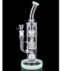 Atomic Glass - Triple Inline Showerhead Perc Bong - Milk Green