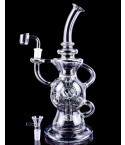 Crystal Cascade - 3 Arm Faberge Showerhead Recycler Bong/Dab Rig - Smoke