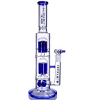 Arctic Surge - Tsunami Glass - 15" Button Double 8 Arm Tree Perc Bong - Blue