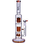 Arctic Surge - Tsunami Glass - 15" Button Double 8 Arm Tree Perc Bong - Amber
