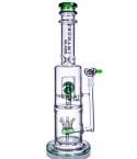 GlacierGush - Tsunami Glass -  15" Sprinkler Cube Perc Bong - Green