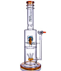 GlacierGush - Tsunami Glass -  15" Sprinkler Cube Perc Bong - Amber