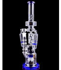 Tri-Stream - Tsunami Glass - 20" Electric Showerhead Triple Honeycomb Perc Bong - Blue