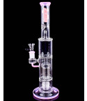 Blush Crystal Double Perc Straight Bong - Milk Pink