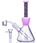 The Hypnotic Swirl - 8" Wig Wag Beaker Base Bong/Dab Rig - Pink