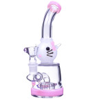 Loving Kitty Cat Glass Water Pipe Bong/Dab Rig - Pink