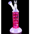 Atomic Glass Colored Glycerin Bubbler Bong - Pink