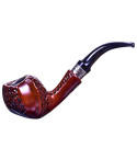 6" Concave Fancy Wooden Pipe - Dark Walnut